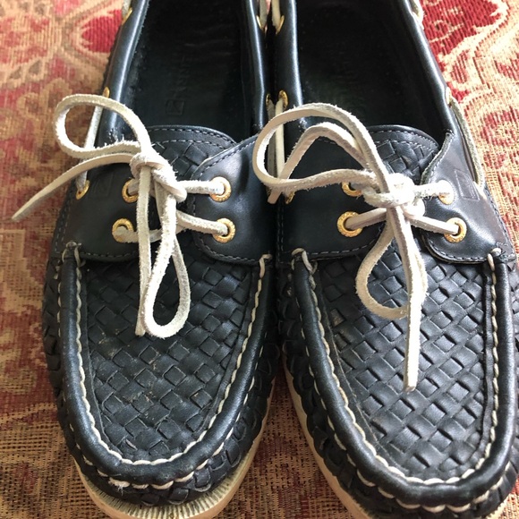Sperry Shoes - Sperry Dark Blue Woven Boat Shoes